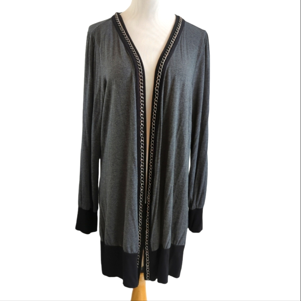 Vivienna Tam long cardigan sweater, chain detail, women's extra large